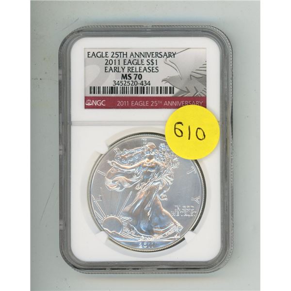 2011 Eagle S$1 Early Releases MS 70 - Eagle 25th Anniversary.