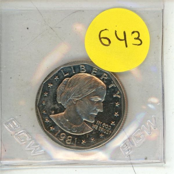 1981 U.S.A. Susan B. Anthony Proof Like Dollar.