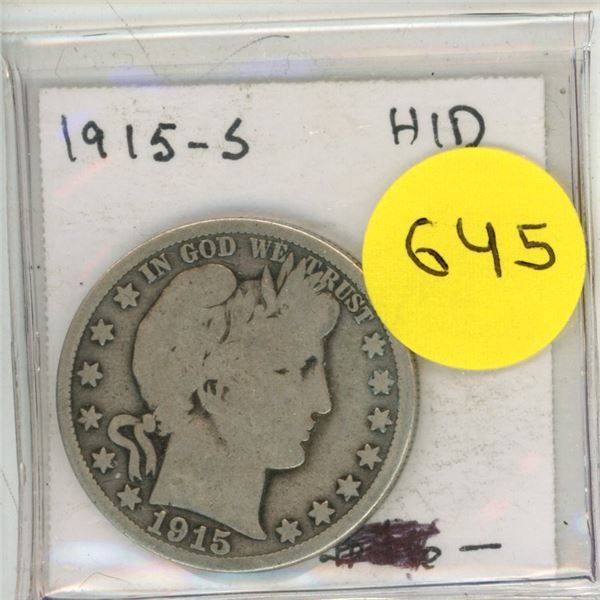 1910-S U.S.A. Barber Silver Half Dollar.