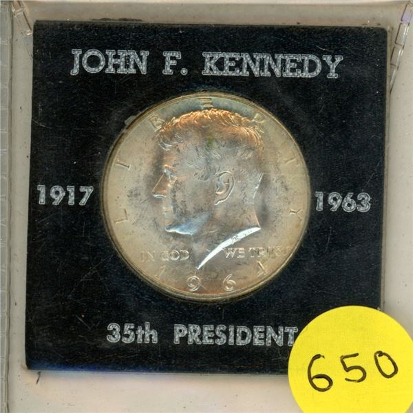 1964 United States Kennedy half dollar, a collectible coin produced to honor President John F. Kenne