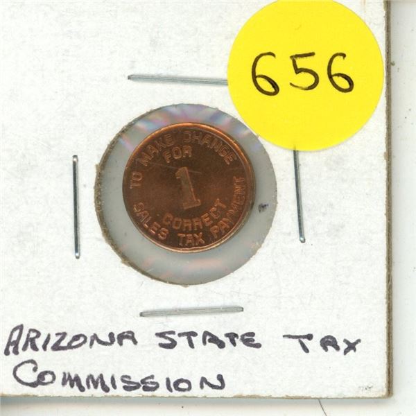 Antique sales tax token issued by the Arizona State Tax Commission between 1937 and 1954.