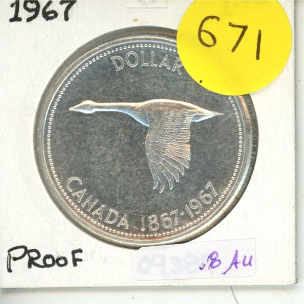 1967 Canada Silver One Dollar Coin.