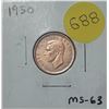 Image 1 : 1950 Canadian 1 Cent Coin featuring King George VI - MS-63.