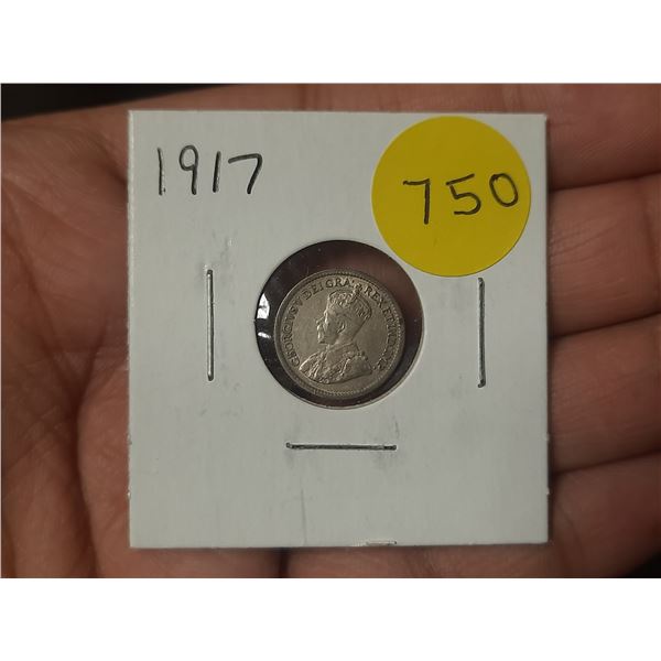 1917 Canadian Silver Small Five Cents