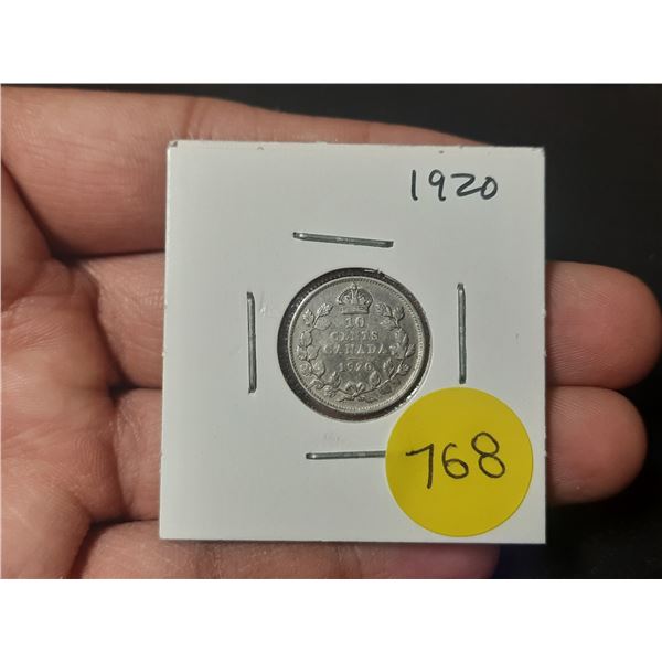 1920 Canadian Silver Ten Cents