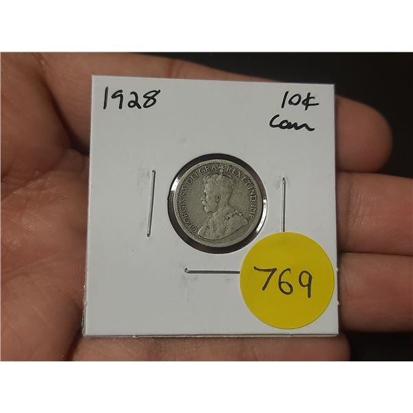 1928 Canadian Silver Ten Cents