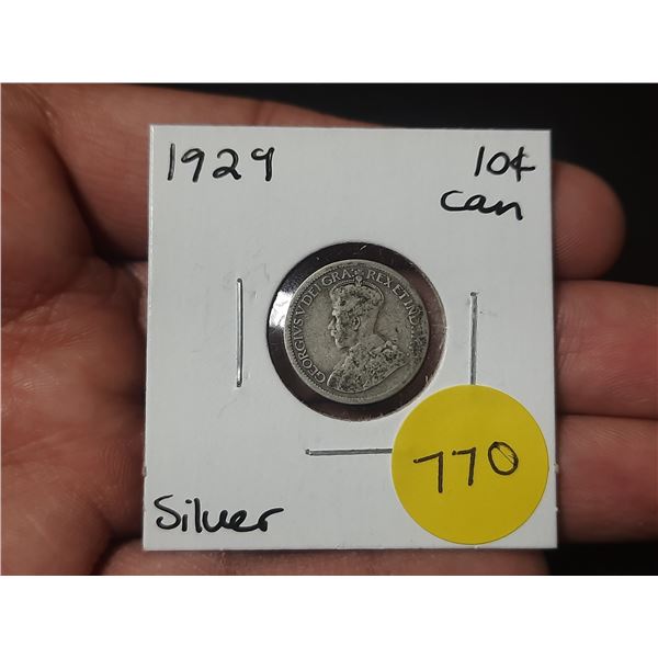 1929 Canadian Silver Ten Cents