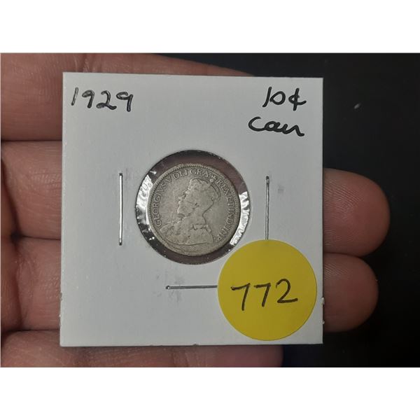 1929 Canadian Silver Ten Cents