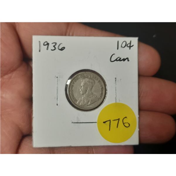 1936 Canadian Silver Ten Cents