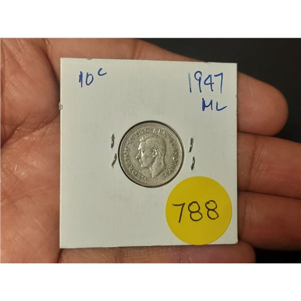 1947 ML Canadian Silver Ten Cents