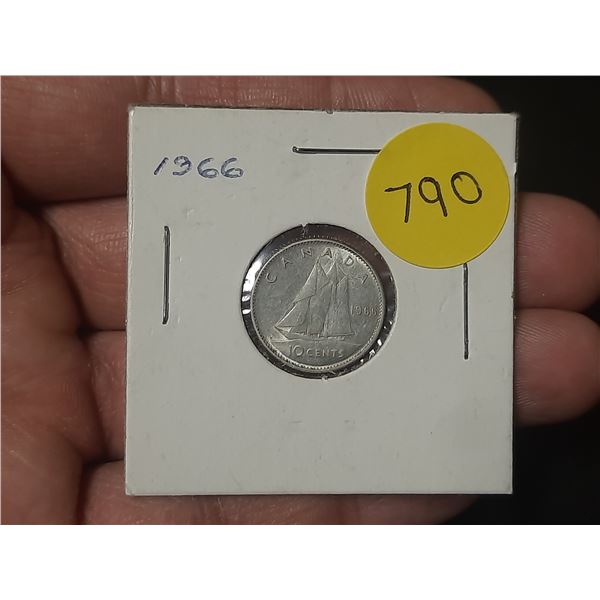 1966 Canadian Silver Ten Cents