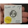 Image 1 : 1968 MS-62 Canadian Silver Ten Cents .500 Cameo