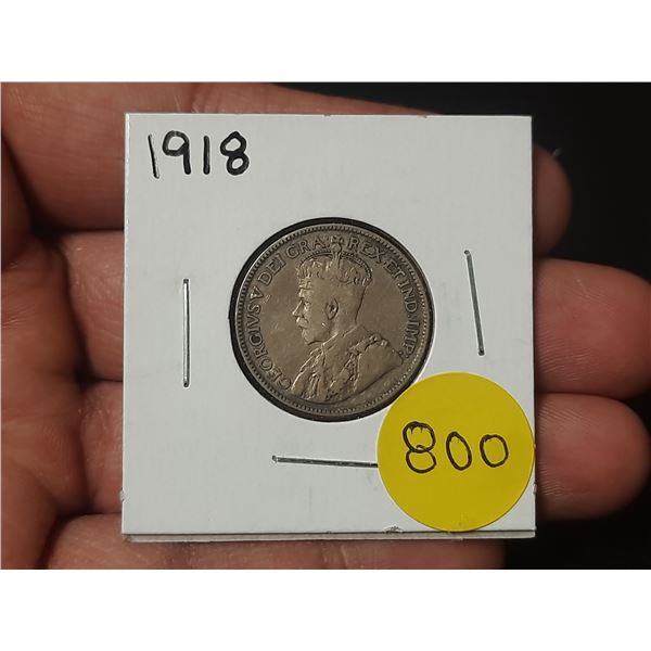 1918 Canadian Silver Twenty Five Cents