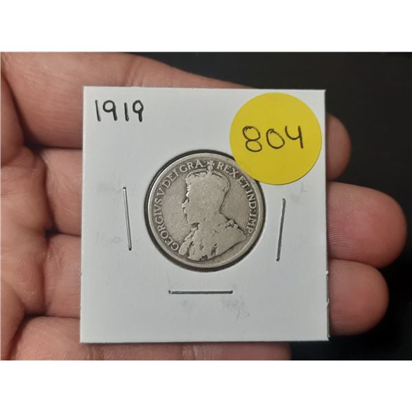 1919 Canadian Silver Twenty Five Cents