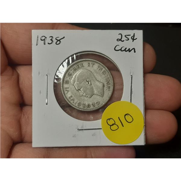 1938 Canadian Silver Twenty Five Cents