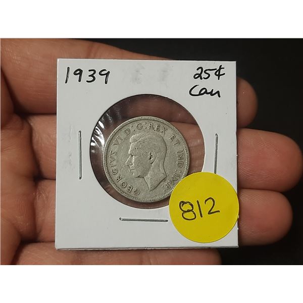1939 Canadian Silver Twenty Five Cents