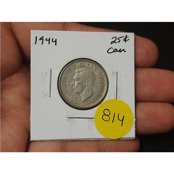 1944 Canadian Silver Twenty Five Cents