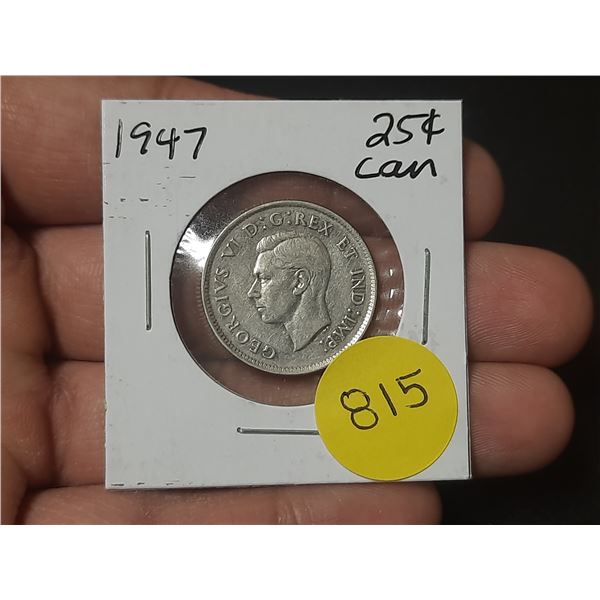 1947 Canadian Silver Twenty Five Cents