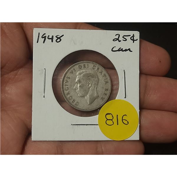 1948 Canadian Silver Twenty Five Cents