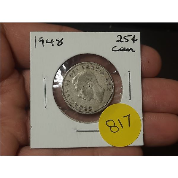 1948 Canadian Silver Twenty Five Cents