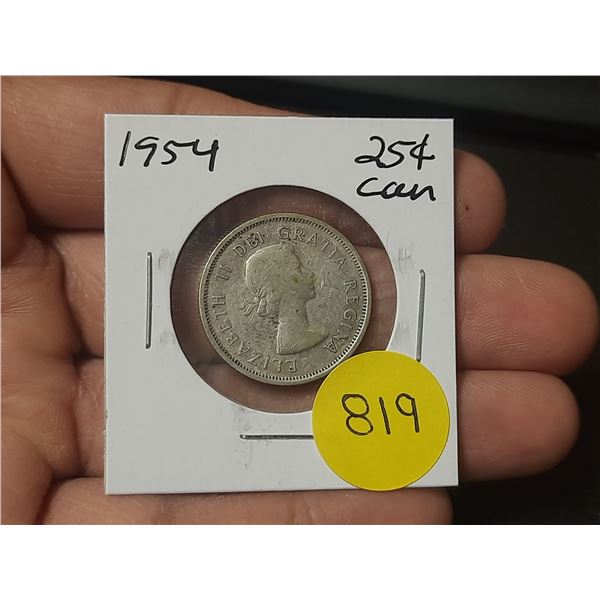 1954 Canadian Silver Twenty Five Cents