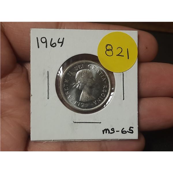 1964 MS-65 Canadian Silver Twenty Five Cents