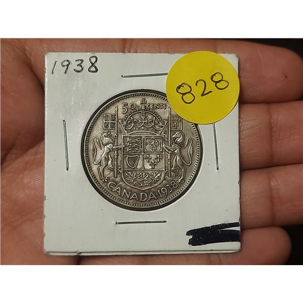 1938 F Canadian Silver Fifty Cents