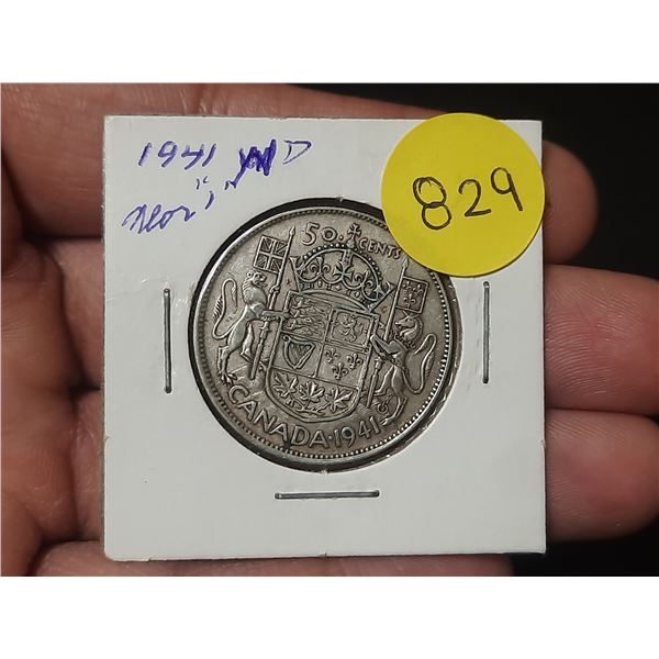 1941 ND, F Canadian Silver Fifty Cents