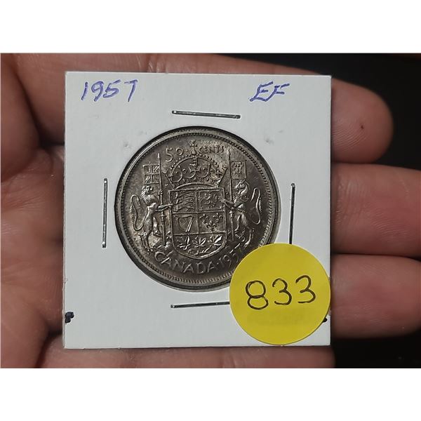 1957 EF Canadian Silver Fifty Cents