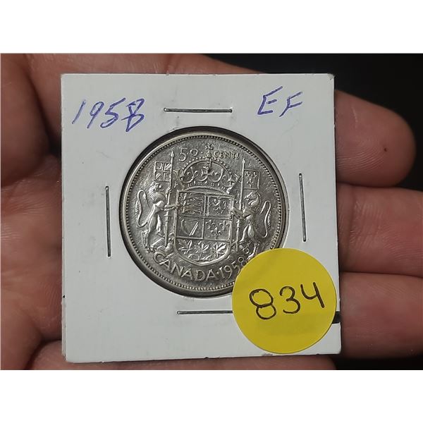 1958 EF Canadian Silver Fifty Cents