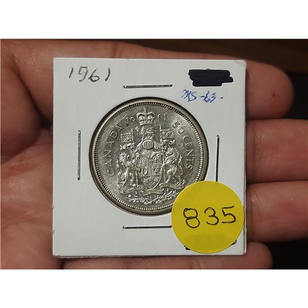 1961 MS-63 Canadian Silver Fifty Cents