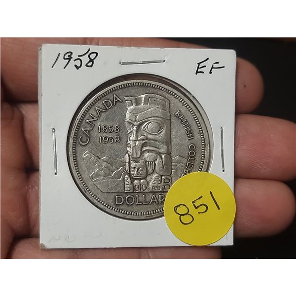 1958 EF Canadian Silver Dollar