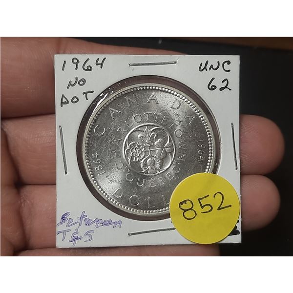 1964 MS-62 Canadian Silver Dollar - No Dot