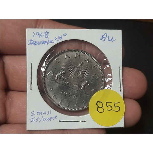 1968 Canadian Silver Dollar - Double 8, Small Island