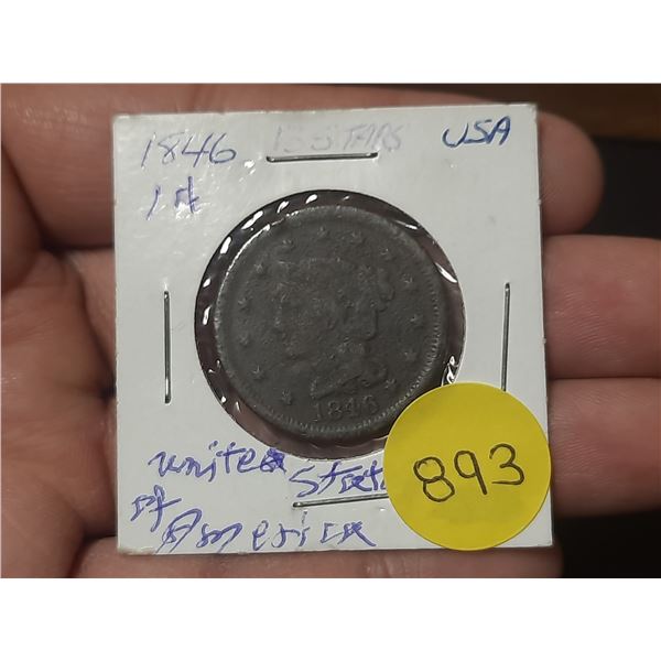 1846 USA Large Cent - 13 Stars