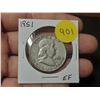 Image 1 : 1951 EF USA Silver S Franklin Half Dollar