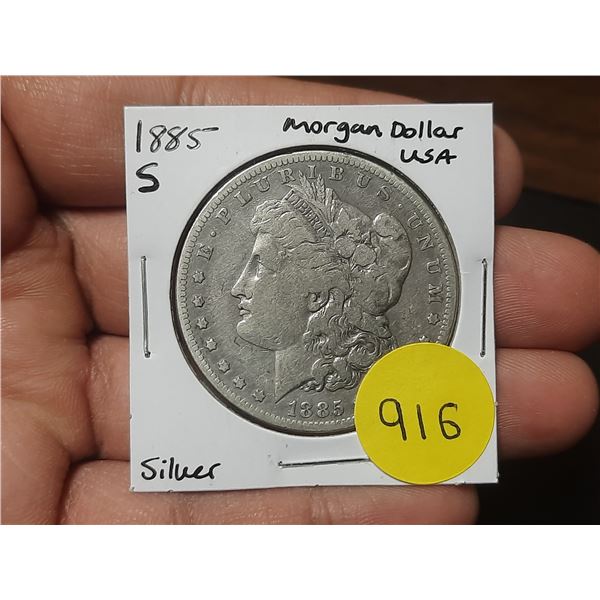 1885 S USA Silver Morgan Dollar