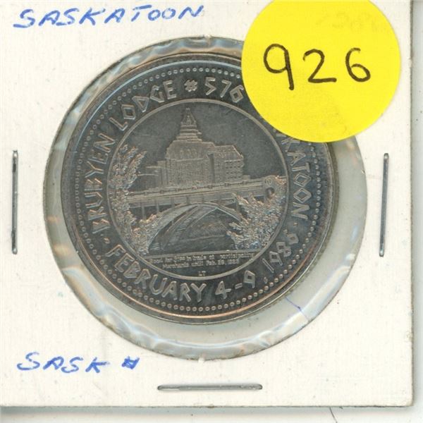 1986 Saskatoon Brubyen Lodge Token