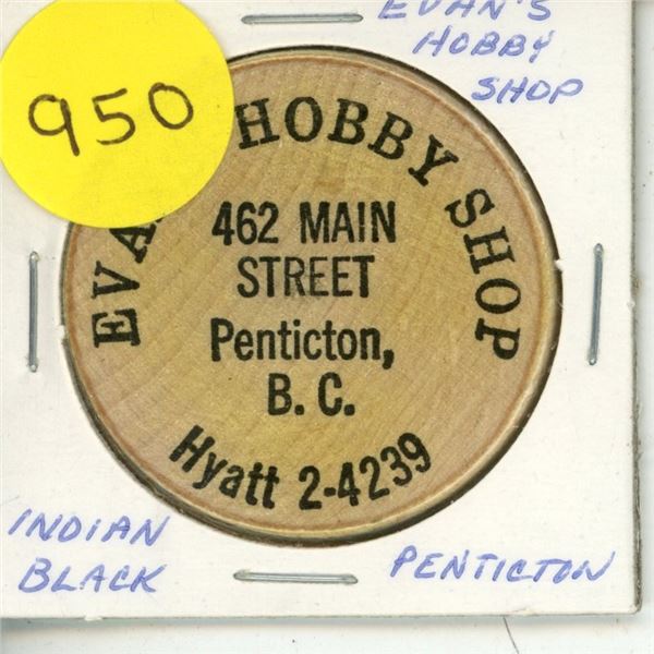 Evans Hobby Shop, Penticton Wooden Nickel