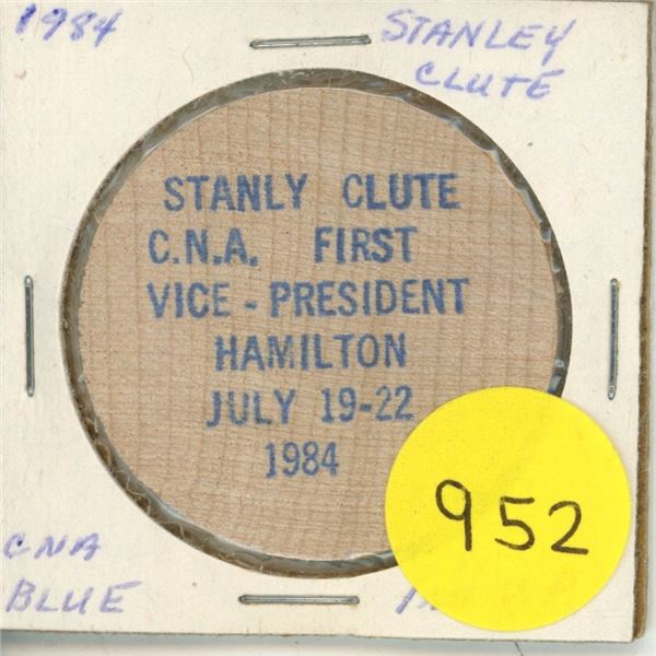 1984 Stanley Clute CNA Wooden Nickel