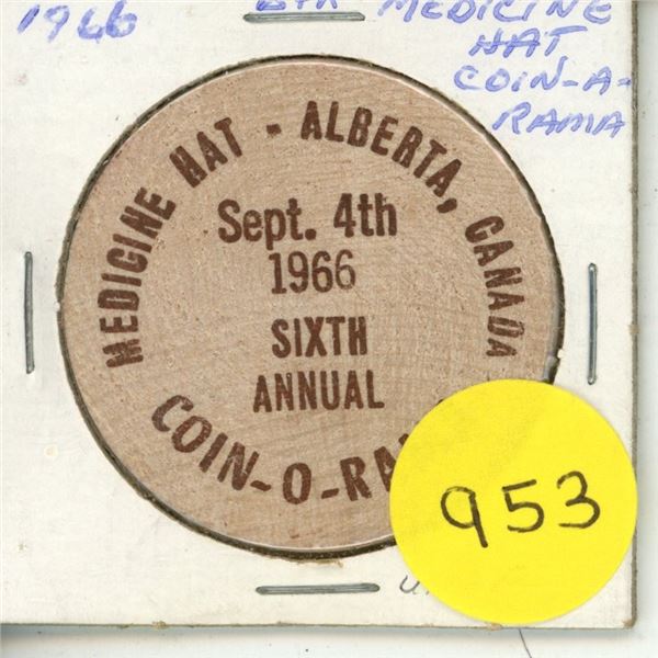 1966 6th Coin-O-Rama, Medicine Hat Wooden Nickel