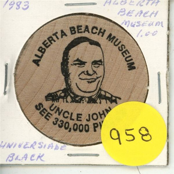 1983 Alberta Beach Museum Wooden Nickel
