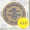 Image 1 : 1970 Calgary Nusmatic Society 20th Anv. Show Wooden Nickel