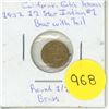 Image 1 : 1852 California Gold Token 13 Star Indian #1 Bear With Tail - Round 1/2 Brass
