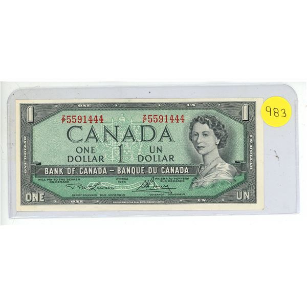 1954 Bank Of Canada One Dollar Bank Note