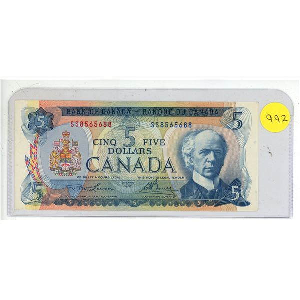 1972 Bank Of Canada Five Dollar Bank Note