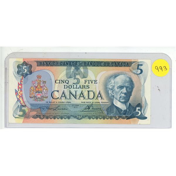 1979 Bank Of Canada Five Dollar Bank Note