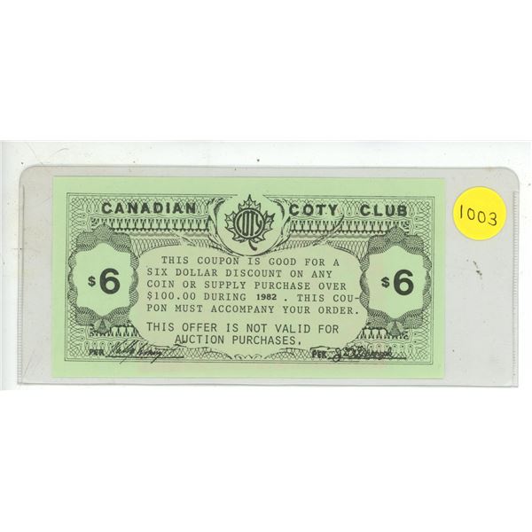 1982 Canadian Coty Club Coupon