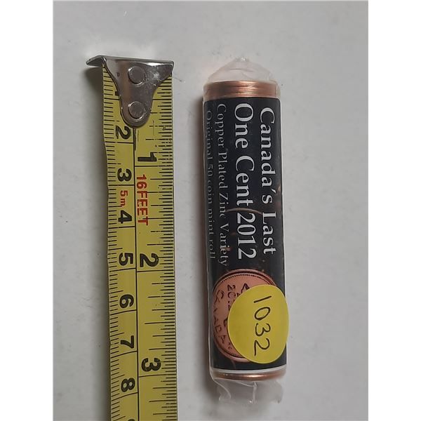 2012 UNC Roll Of Canadian Small Cents - The Last Penny, Copper Plated Zinc