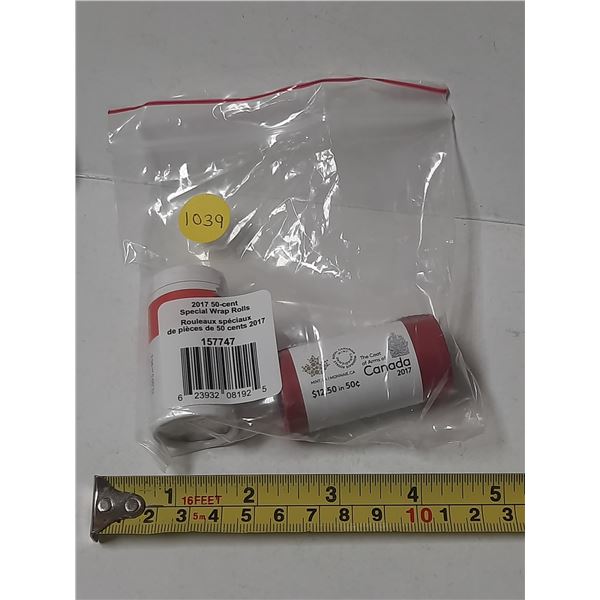 2017 UNC 2 Rolls Of Canadian Fifty Cents From Mint - Special Wrap Set